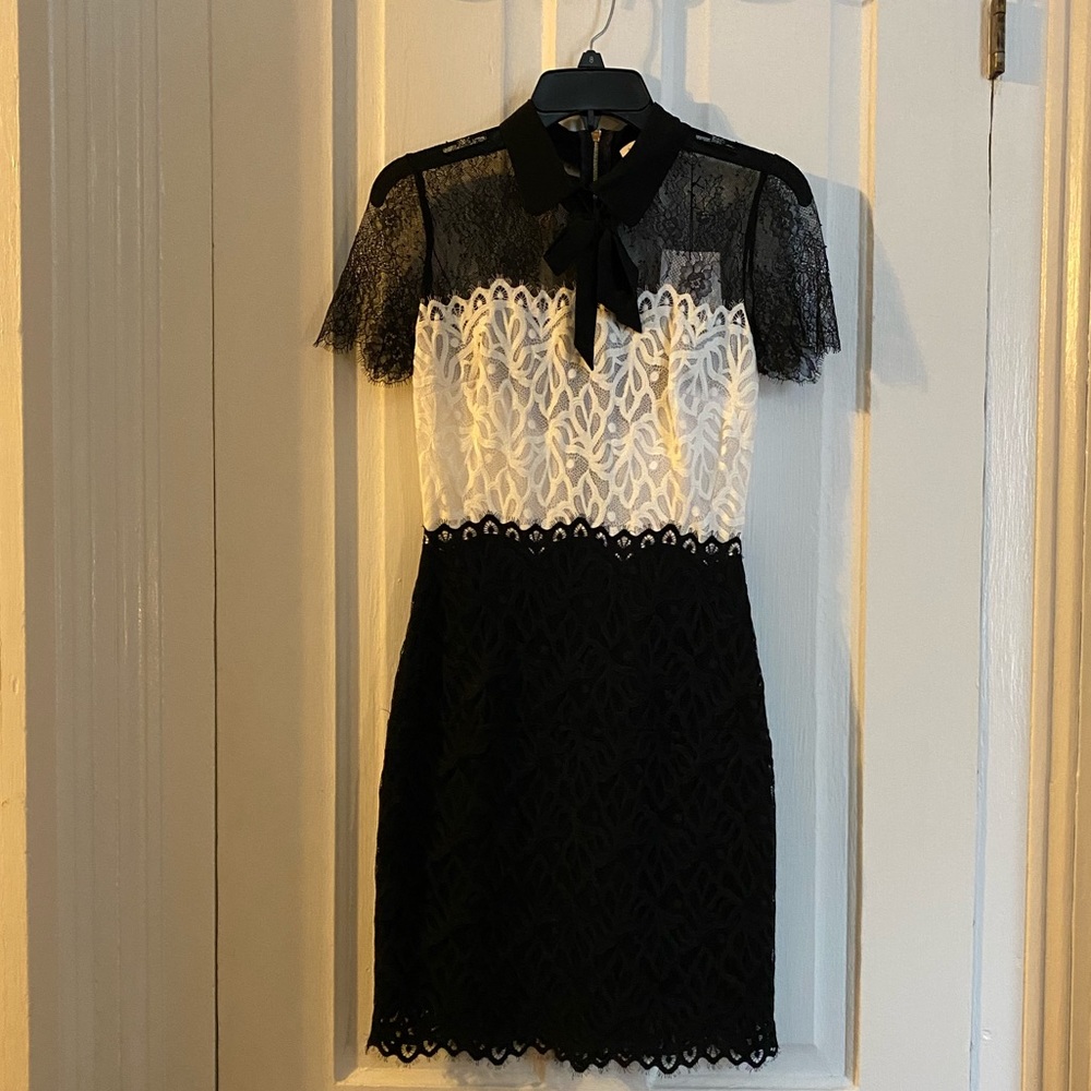 Sandro Paris black and white lace dress
